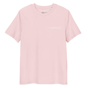 SAKEBOYS® ユニセックスオーガニックリブネックTシャツ ホワイトロゴ