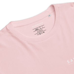 SAKEBOYS® ユニセックスオーガニックリブネックTシャツ ホワイトロゴ